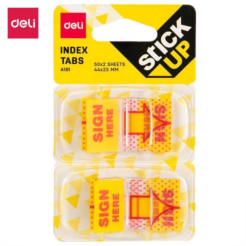DELI Plastic Index Tabs 100Stickers/Card Stationery Sticker Sign Here ...