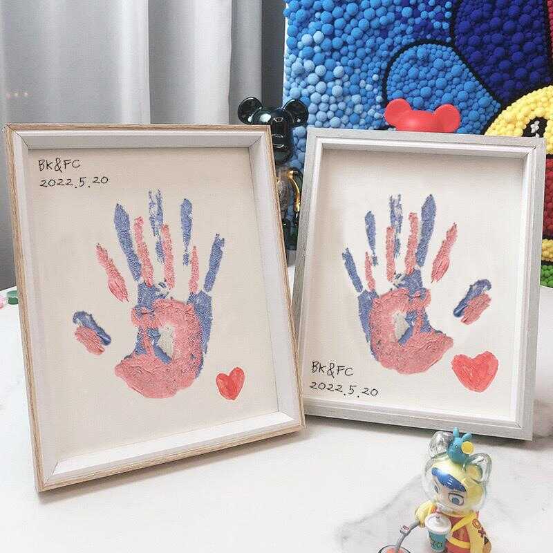 DIY Couple Hand Paint Shadow Box Frame 8R With Set Wooden Handprint ...