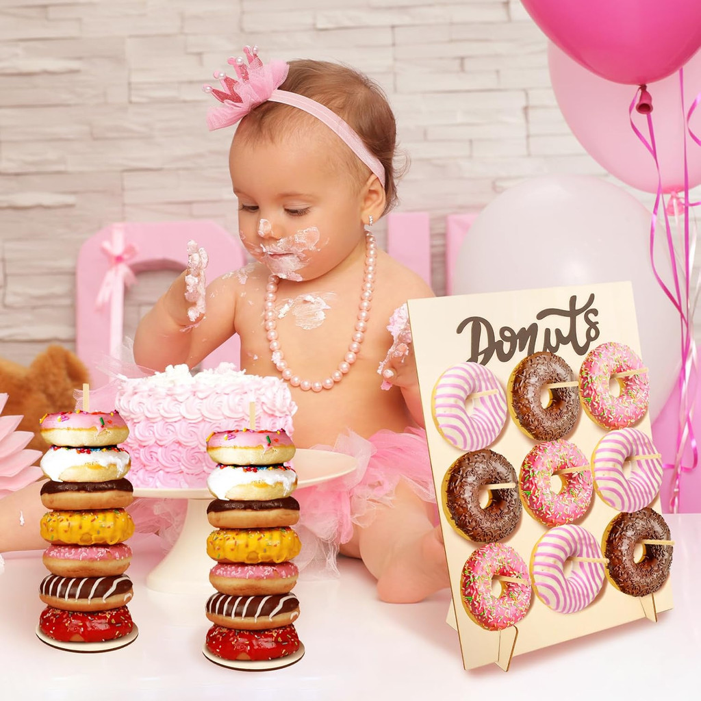 Wooden Donut Wall Display Stand Doughnut Holder Wedding Birthday Decor ...