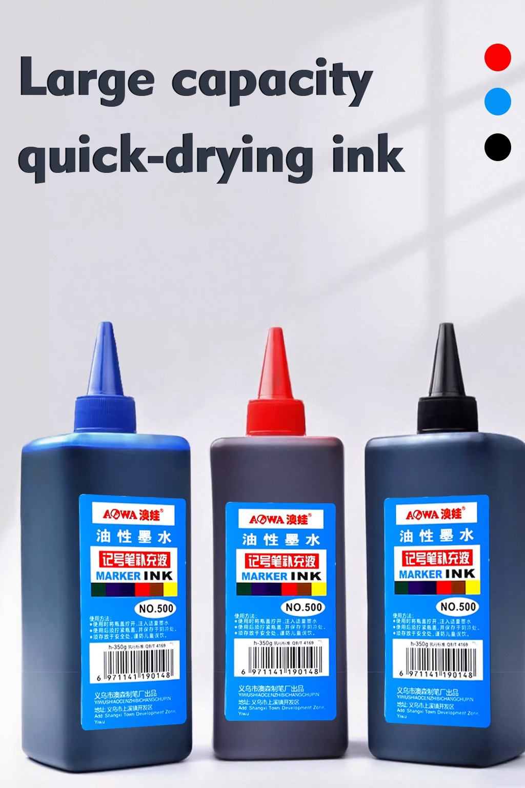 3 Large Bottle Marker Ink Refill Whiteboard Pen Refill Ink Oily Black ...