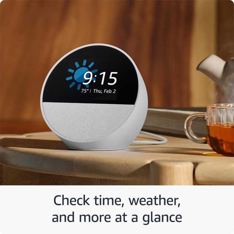 Echo Amazon Spot Smart Alarm Clock With Vibrant Sound And Alexa ...