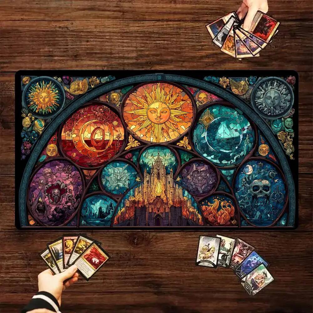 Colored glass world totem design Magic Card Playmat with zone MTG ...