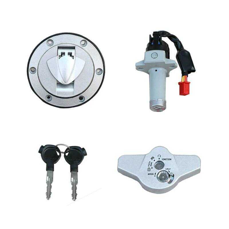 54 Motorcycle 3 Ignition Switch Lock & Fuel Gas Tank Cap Set Anti-Theft ...