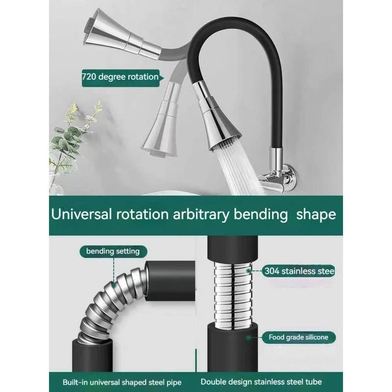 Kitchen Faucet Rotate Flexible Cold Tap Wall Mounted Faucet Two ...