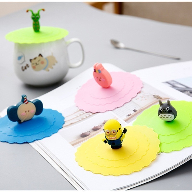 Dustproof Silicone Cup Lids Cover Anti-slip Cute Cartoon Water Cup ...