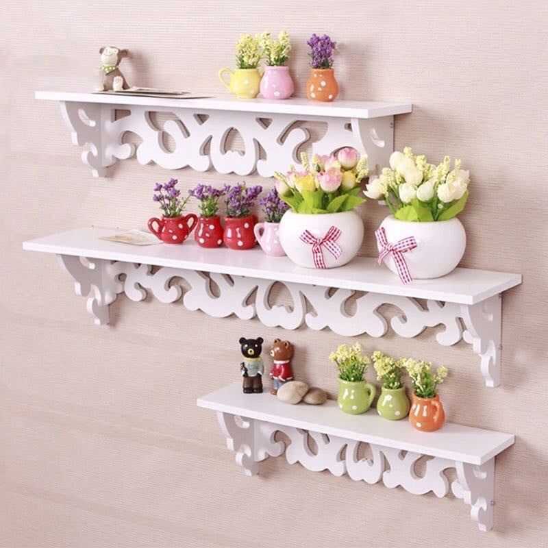 3Pcs Wooden Wall Shelf Display Hanging Rack Storage Goods Holder Home ...