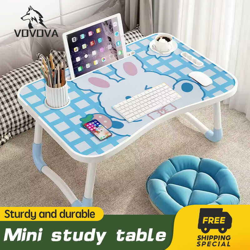 VOVOVA Foldable Laptop Table With Cup Holder Mini Desk Study Table 013 ...
