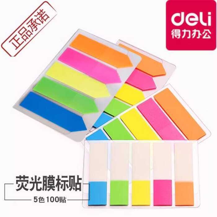 Deli Fluorescent Film Indicator Labels 5 Colors Classification Index ...