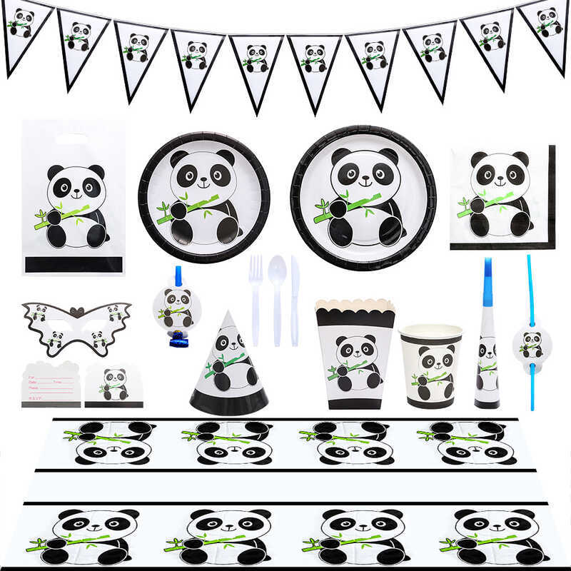 Cartoon Panda Birthday PARTY Decorative Props PARTY Picnic Disposable ...