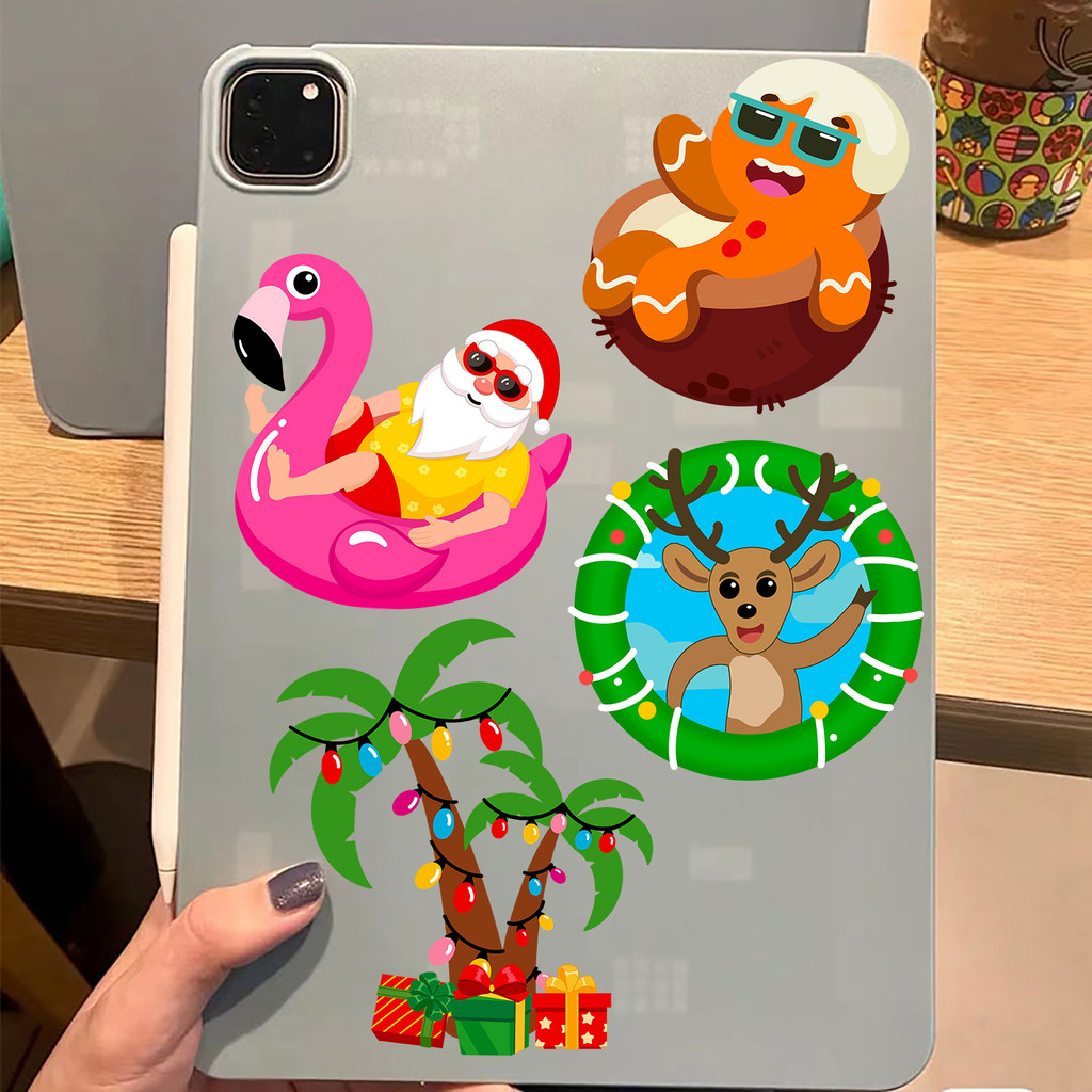 8Pcs Hawaiian Beach Holiday Style Christmas Stickers Funny DIY 'Make a ...