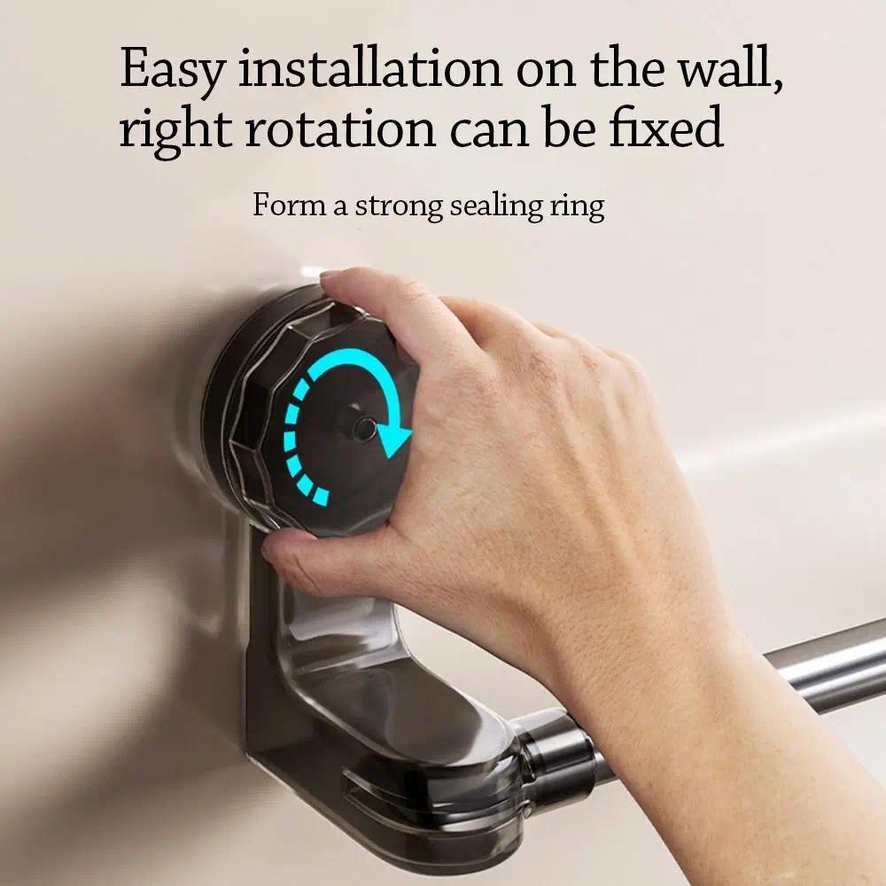 (Local stock) 50-100CM Adjustable Wall-Mounted Suction Towel Rack ...