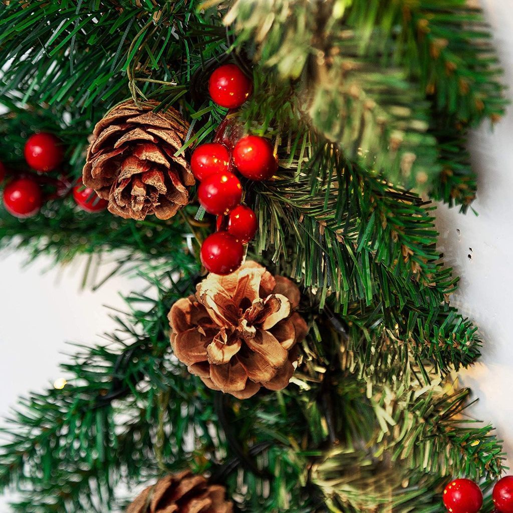 6/9FT DIY Christmas Wreath Garland Decor with Berry Pinecones for Home ...