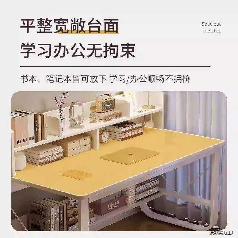 Cream Style Computer with Bookshelf, Small Apartment Desk, Simple ...