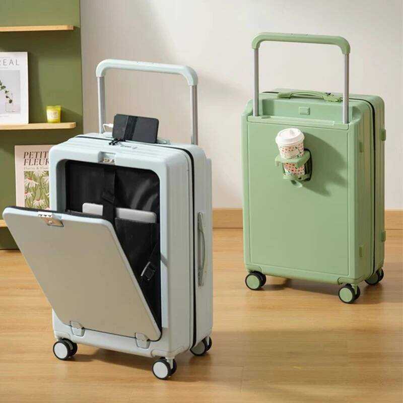 Wide Handle Front Opening Lage USB Cup Holder Female Pas Trolley Case ...