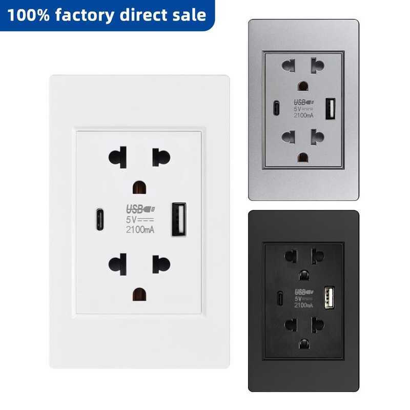 VISWE Usb C Socket Wall Black White Grey Socket,118*72Mm Plastic Panel ...