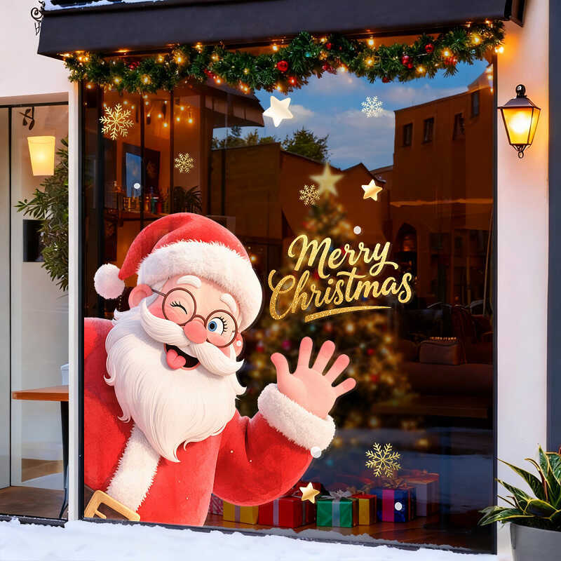Claus 2026 Santa Red Atmosphere Window Decoration Mall Glass Door ...