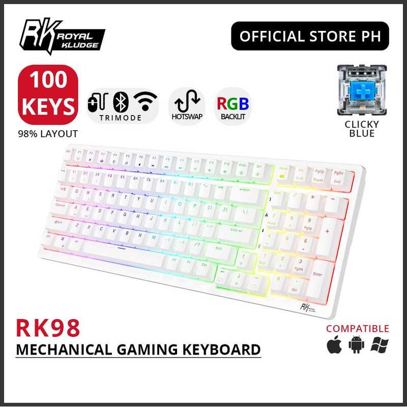 Royal Kludge Rk98 Hot-Swappable Wireless Mechanical Keyboard With ...