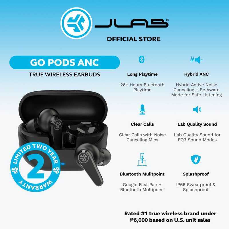 Jlab Go Pods ANC True Wireless Bluetooth Earbuds & Charging Case, Black ...