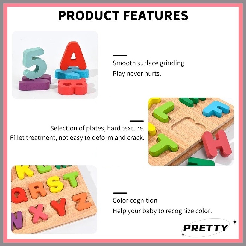 ∛ Alphabet Digital Puzzle Wooden Toys Kid Number Letter shape Matching ...