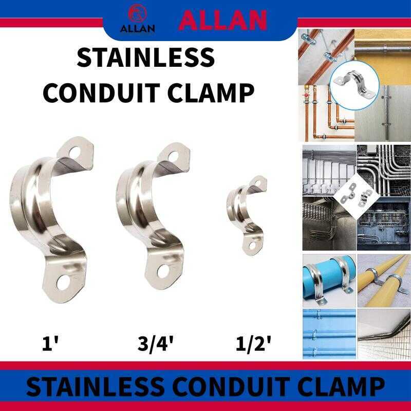 ALLAN Stainless Steel Conduit Clamps Two Hole U Bracket Rigid Pipe ...