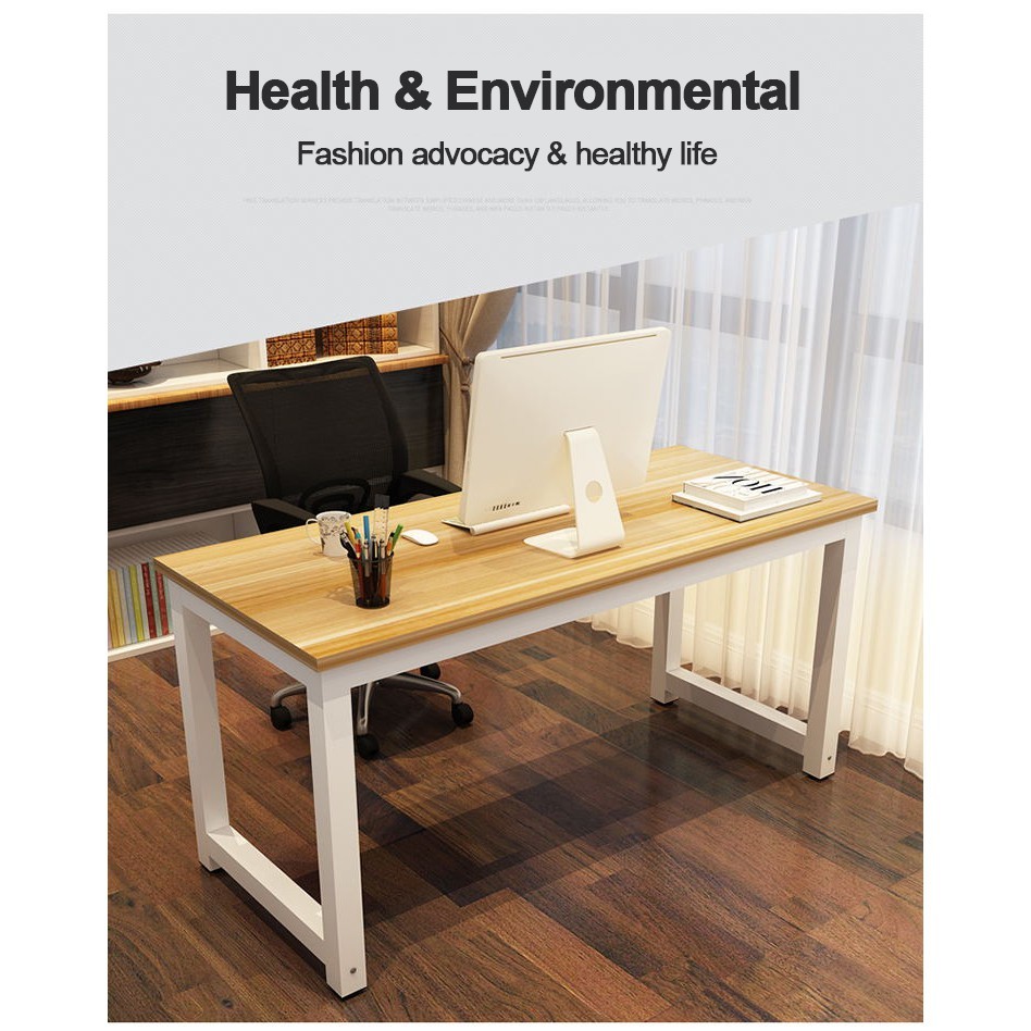 Home Office Desk Table Computer Desk Furniture Solid Wood + Stainless ...
