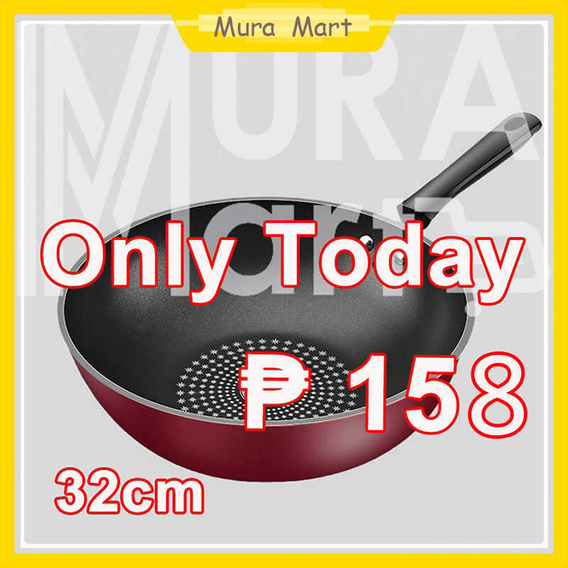 32Cm Non-Stick Wok Diamond Red Pan Kitchen Iron Frying For Gas Stove ...