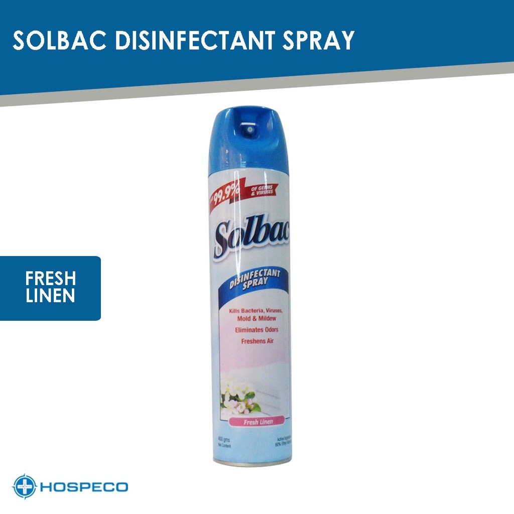 Solbac Fresh Linen Disinfectant Spray 400 grams | Air Freshener | Odor ...