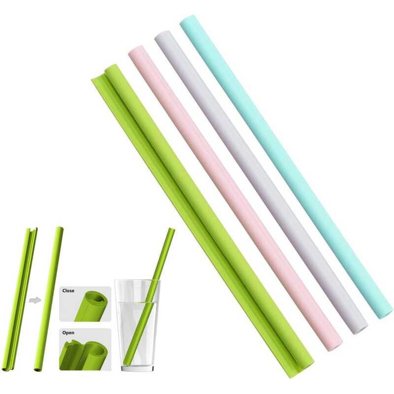 2Pcs Reusable Silicone Straws Baby Drink Cup Drinking Straw Openable ...