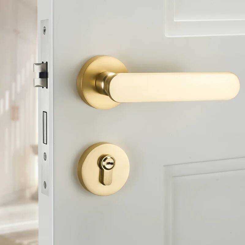 W Bedroom Golden Solid Wood Split Lock, Simple Door, Silent Handle Lock ...