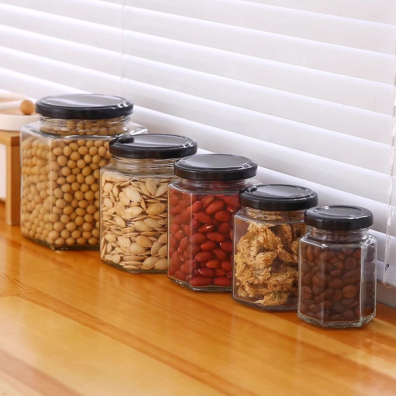 ALD 45-730ML Clear Glass Jar Container With Black Lid Food Grade Empty ...