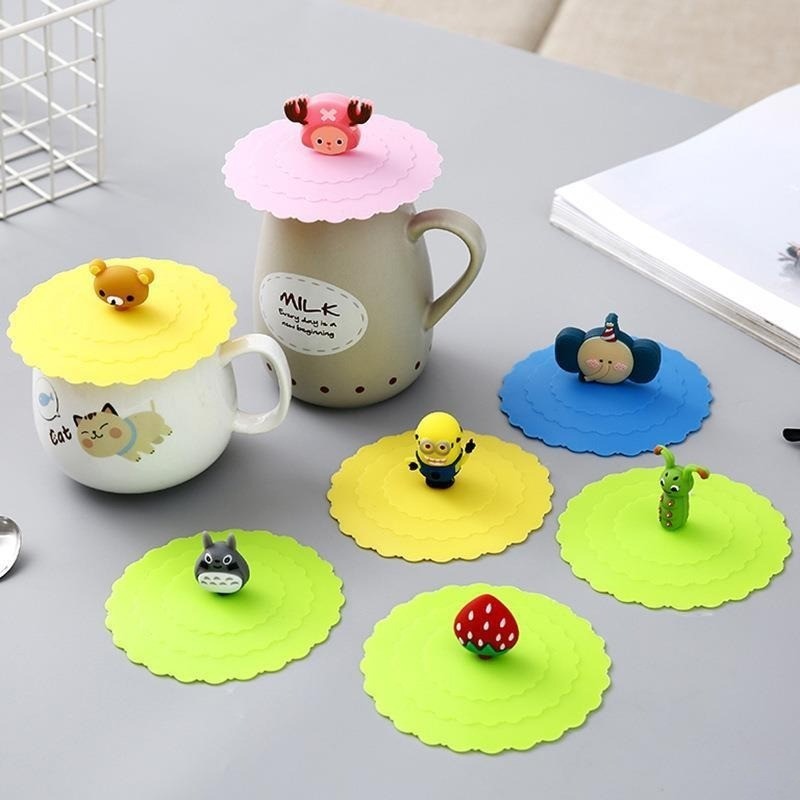 Dustproof Silicone Cup Lids Cover Anti-slip Cute Cartoon Water Cup ...