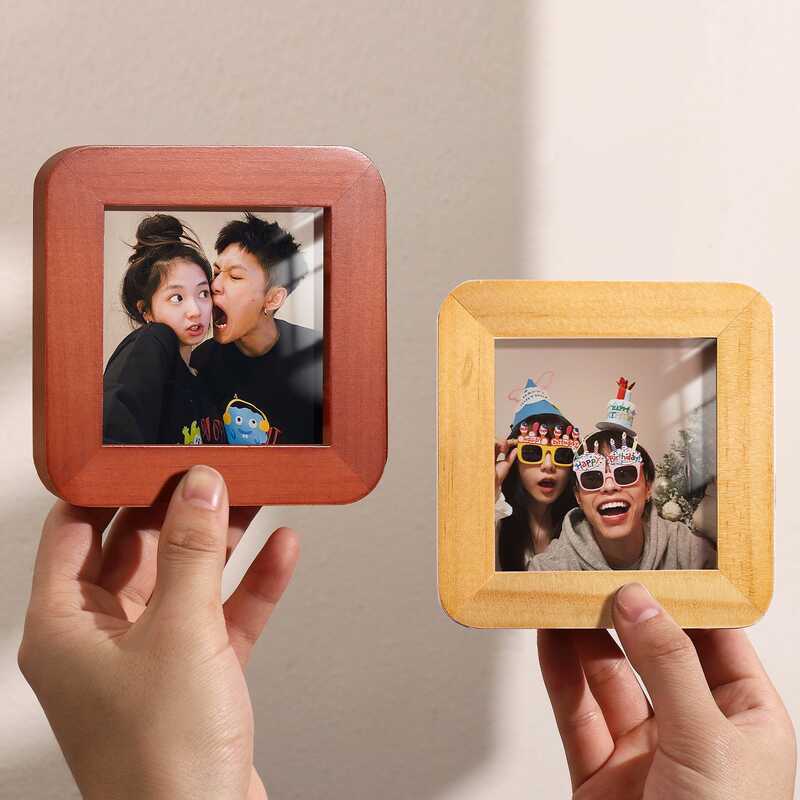 Couple Photo Frame Mini Round Corner Square Solid Wood Small Table Wash ...