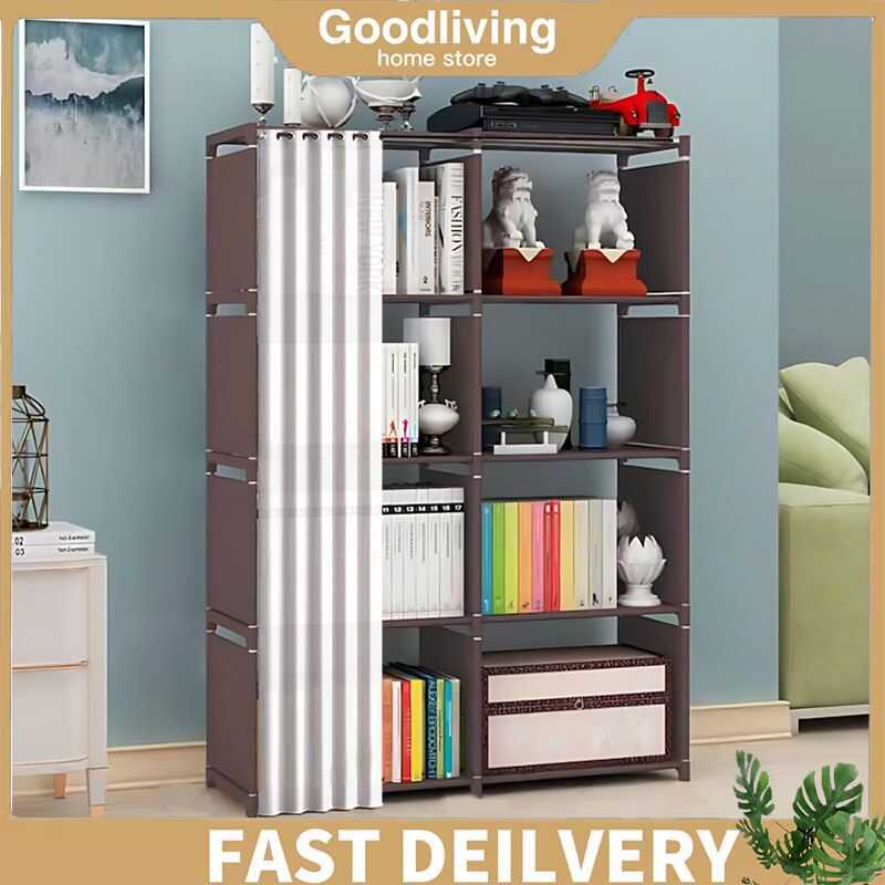 Wardrobe With Curtain Cabinet Clothes Storage Durabox Book Shelf For ...