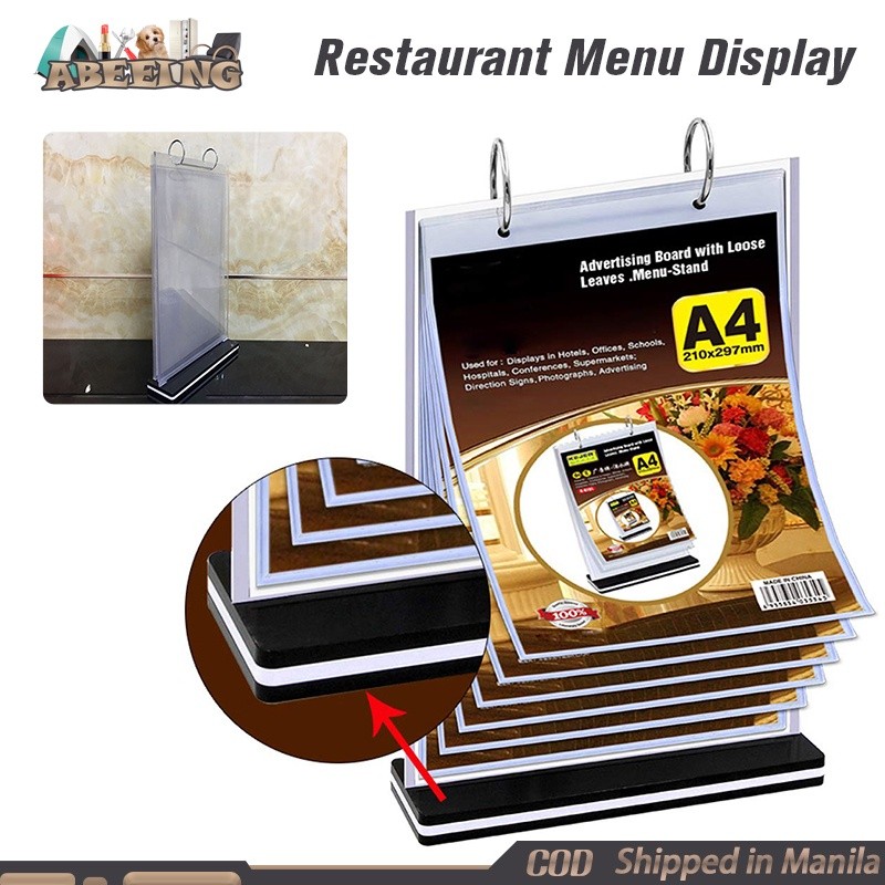 A4 Restaurant Menu Display Acrylic Sign Holder Price Tag Holder for ...