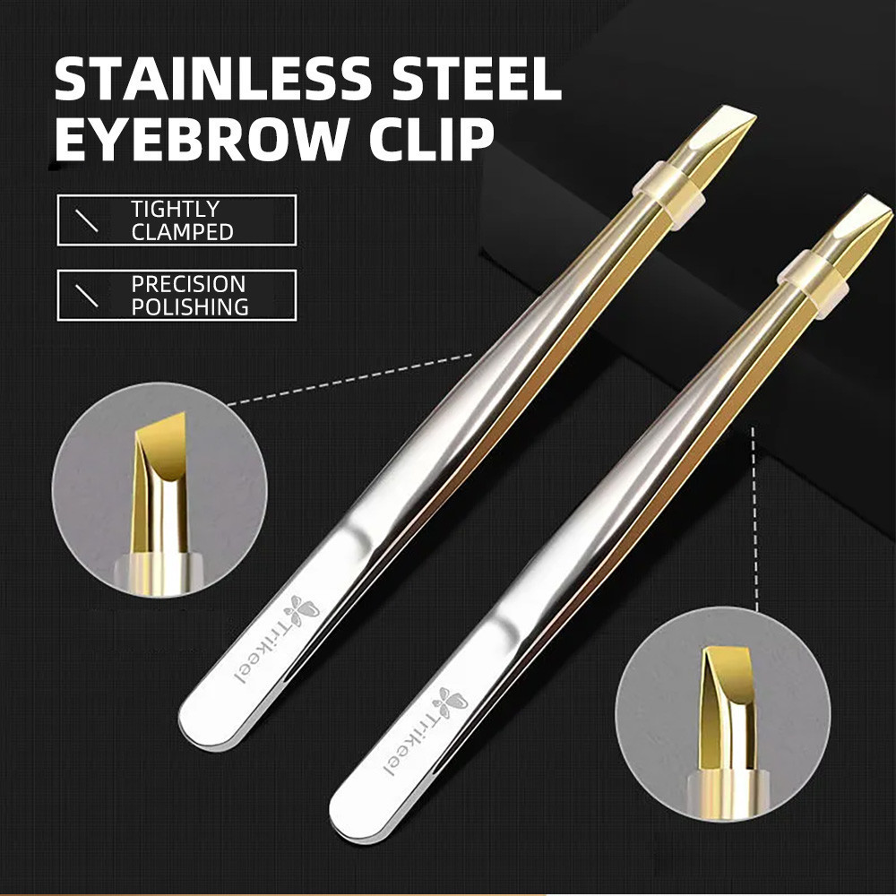 Facial Splinter Steel Tip Stainless Removal Angle Tweezers Eyebrow Hair ...