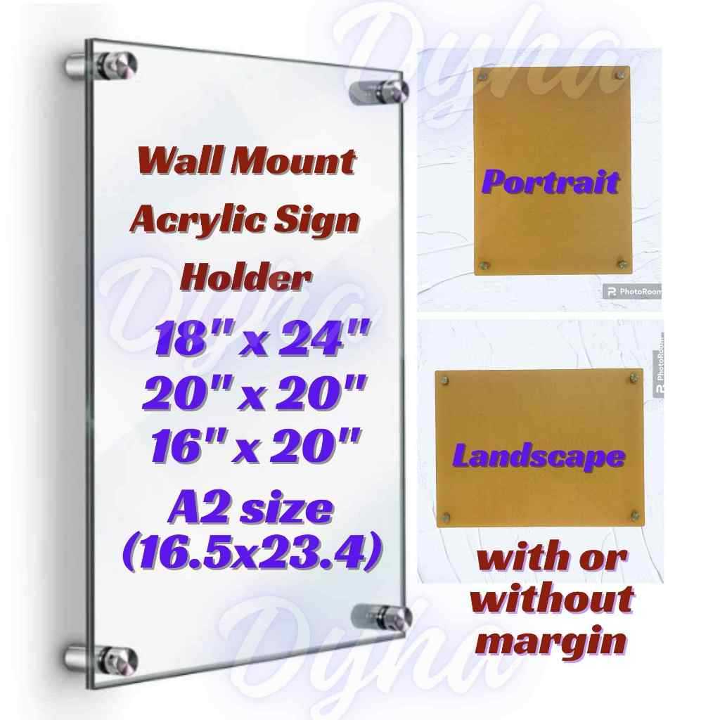 Clear Acrylic Wall Mount Floating Sign Holder Certificate Photo Frames ...