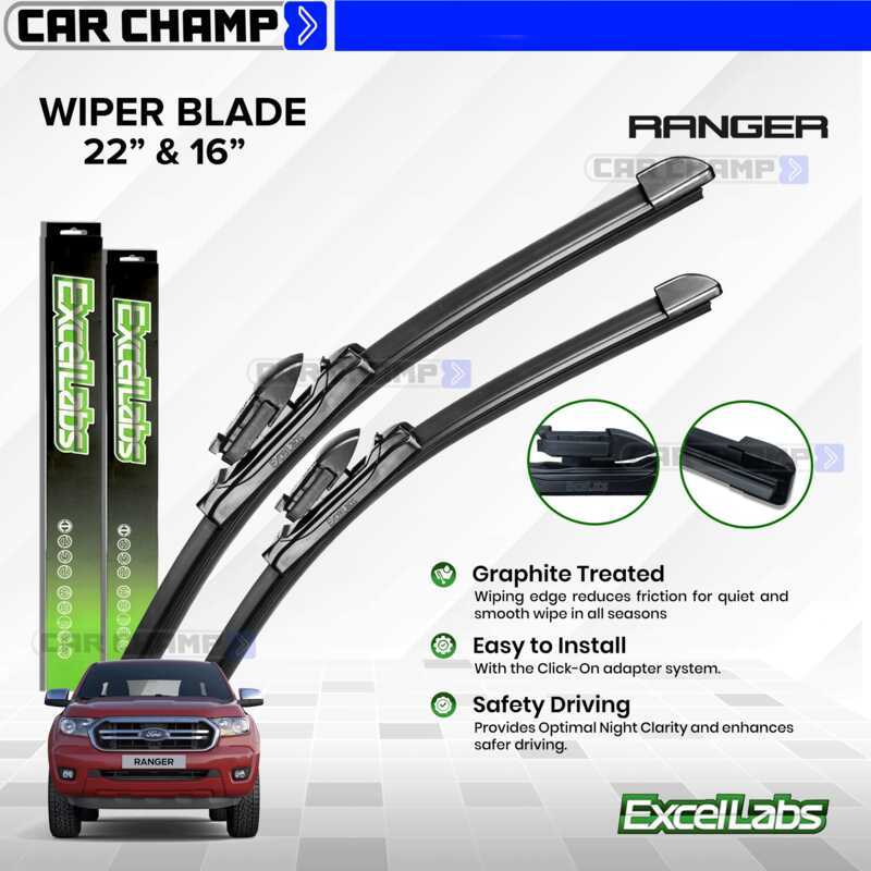 FORD RANGER / RAPTOR 2Pcs EXCELLABS Front Wiper Blade All Season Banana ...