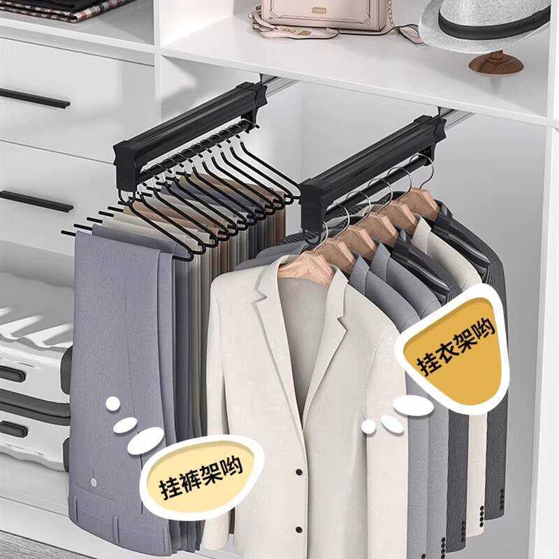 Top-Mounted Pull-Out Rail Wardrobe Retractable Hanger Clothes Rod ...