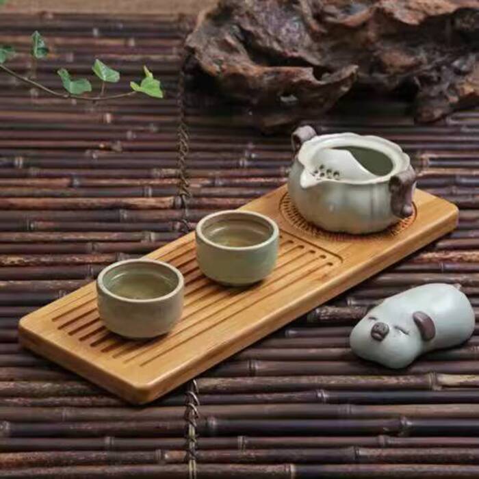 Japanese Style Minimalist Mini Kung Fu Tea Set Small Tea Tray Bamboo ...
