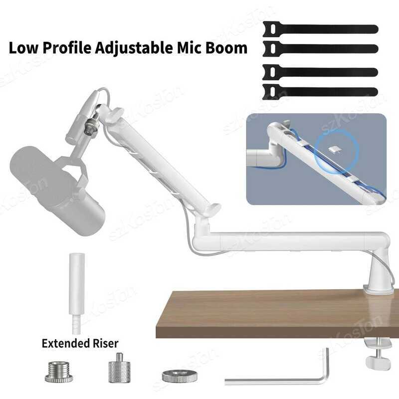 Microphone Boom Arm Adjustable Low Profile Mic Stand With Extended ...