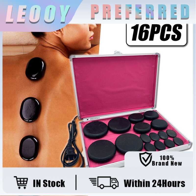 16Pcs Hot Stone Massage Set Oil Nassage Energy For Spa Salon Electric ...
