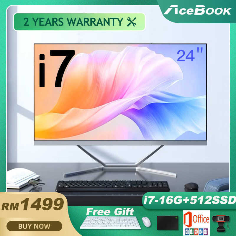 ACE Desktop Computer Full Set All In One Pc 24 Inch Curved Screen Asus ...