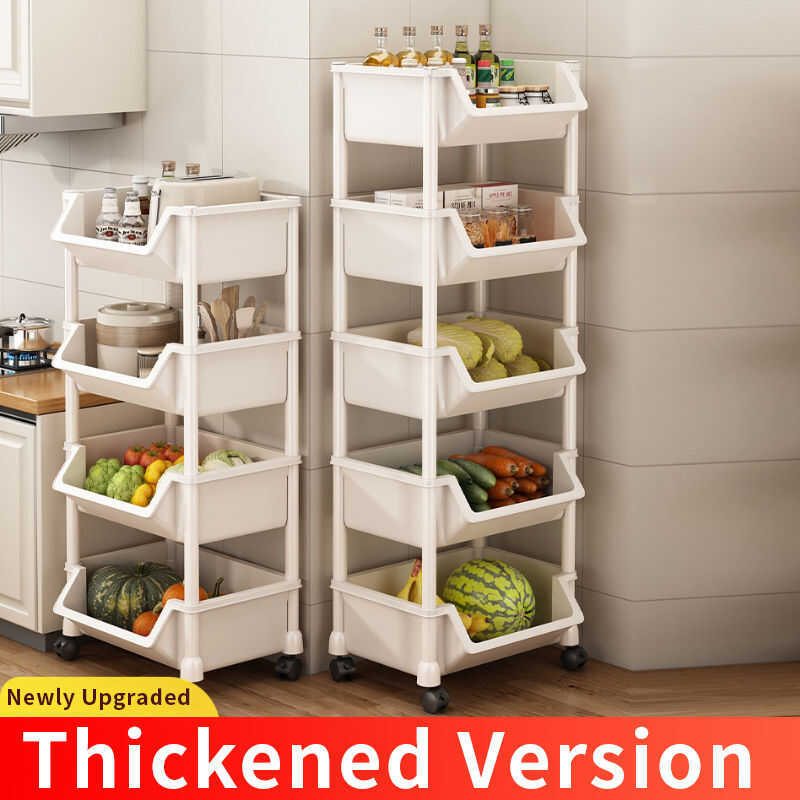 Decorx Multi-Layer Storage Rack Moving Kitchen Shelf Wall Cabinets With ...