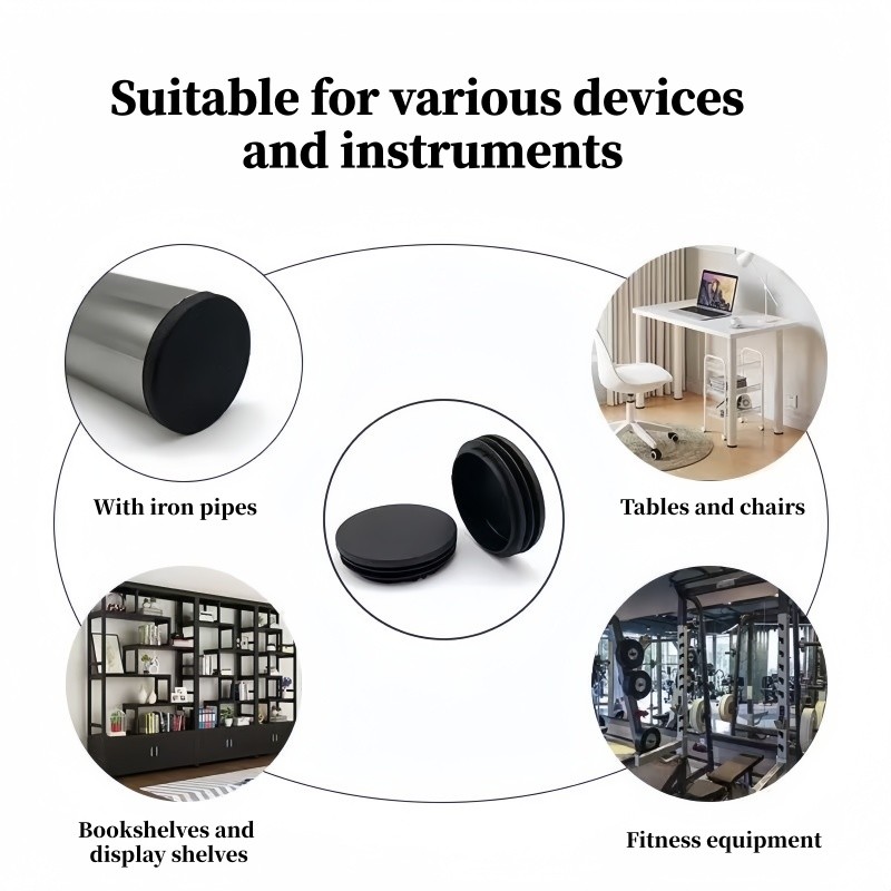 Round Black Plastic Pipe Tubing Inner Plugs Plastic Plug Caps for Chair ...