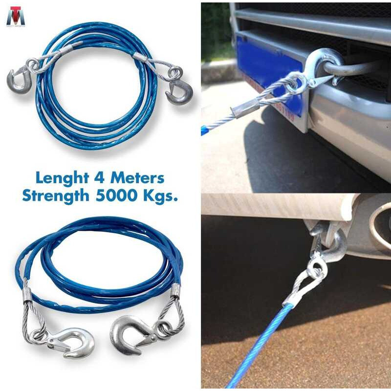 5 Tons 4 Meters Emergency Wire Steel Tow Cable For Vehicle Or Boat 07D ...