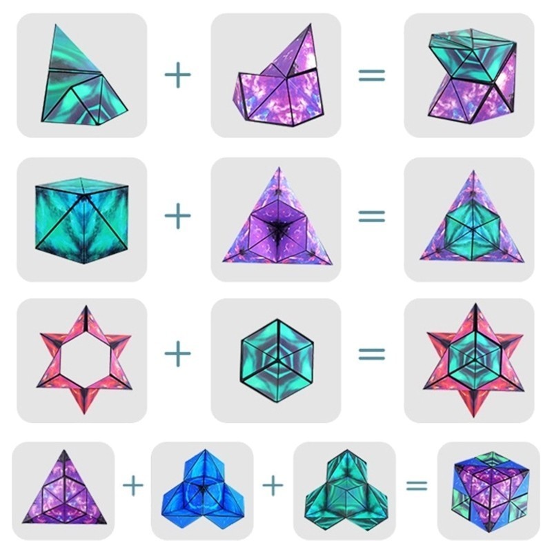 Magnetic Transformable Cube 3D Geometric Building Blocks Stress Relief ...