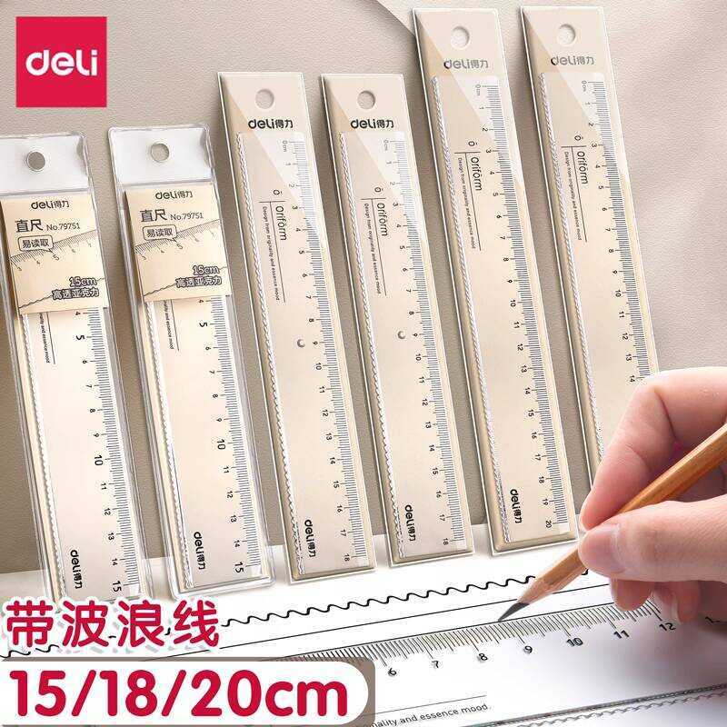 Deli Transparent with Wavy Line 15cm Elementary School Student Ruler ...