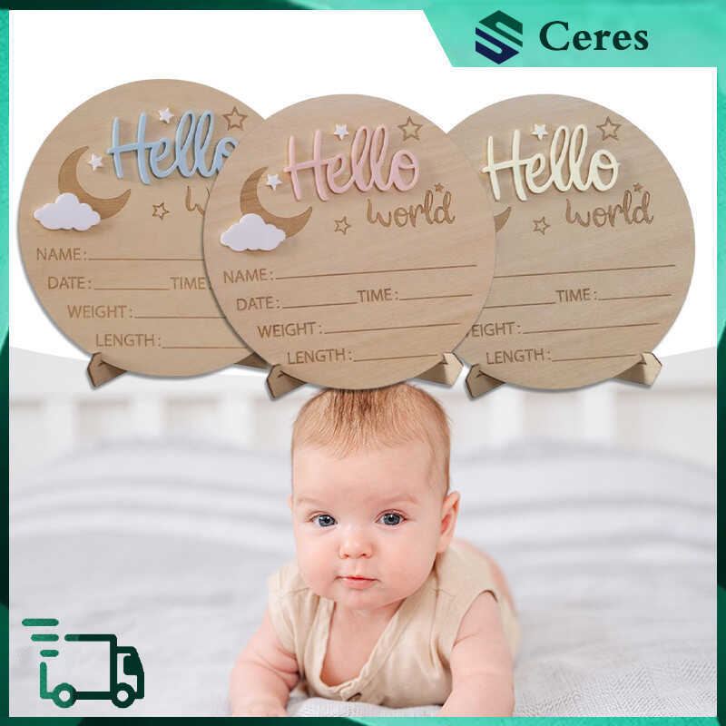 Hello World Birth Baby Name Plaques Wooden Newborn Welcome Sign C66 ...