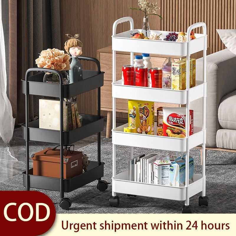72 3/4/5 Layer Moving Rack Trolley Cart Organizer Kitchen Rack Shelf ...