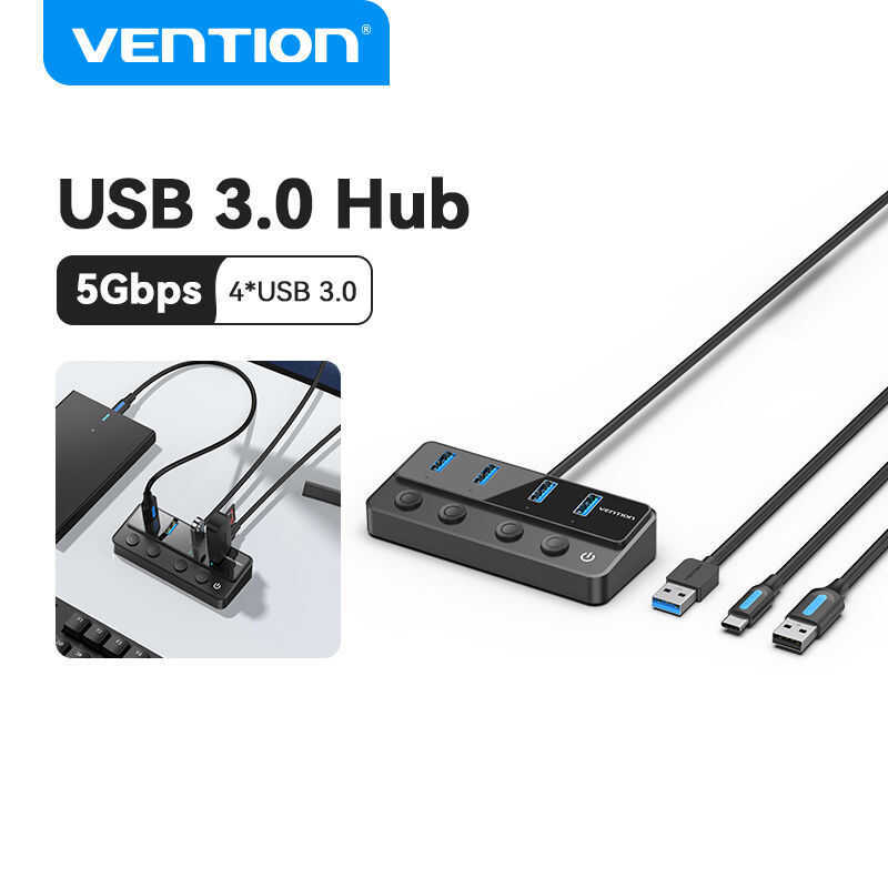 USB 3.0 Vention To USB 3.0X4+Type-C Controlled HUB 5-Port USB Type C ...